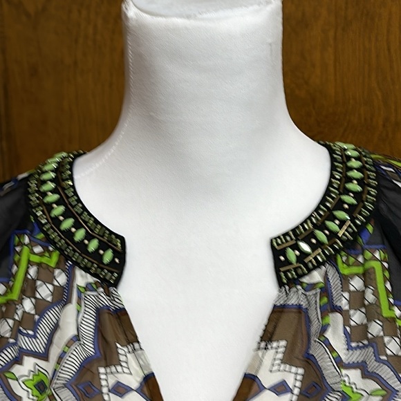 Hale Bob Silk Tunic with Beading Detail Size XS - EUC - Picture 2 of 6